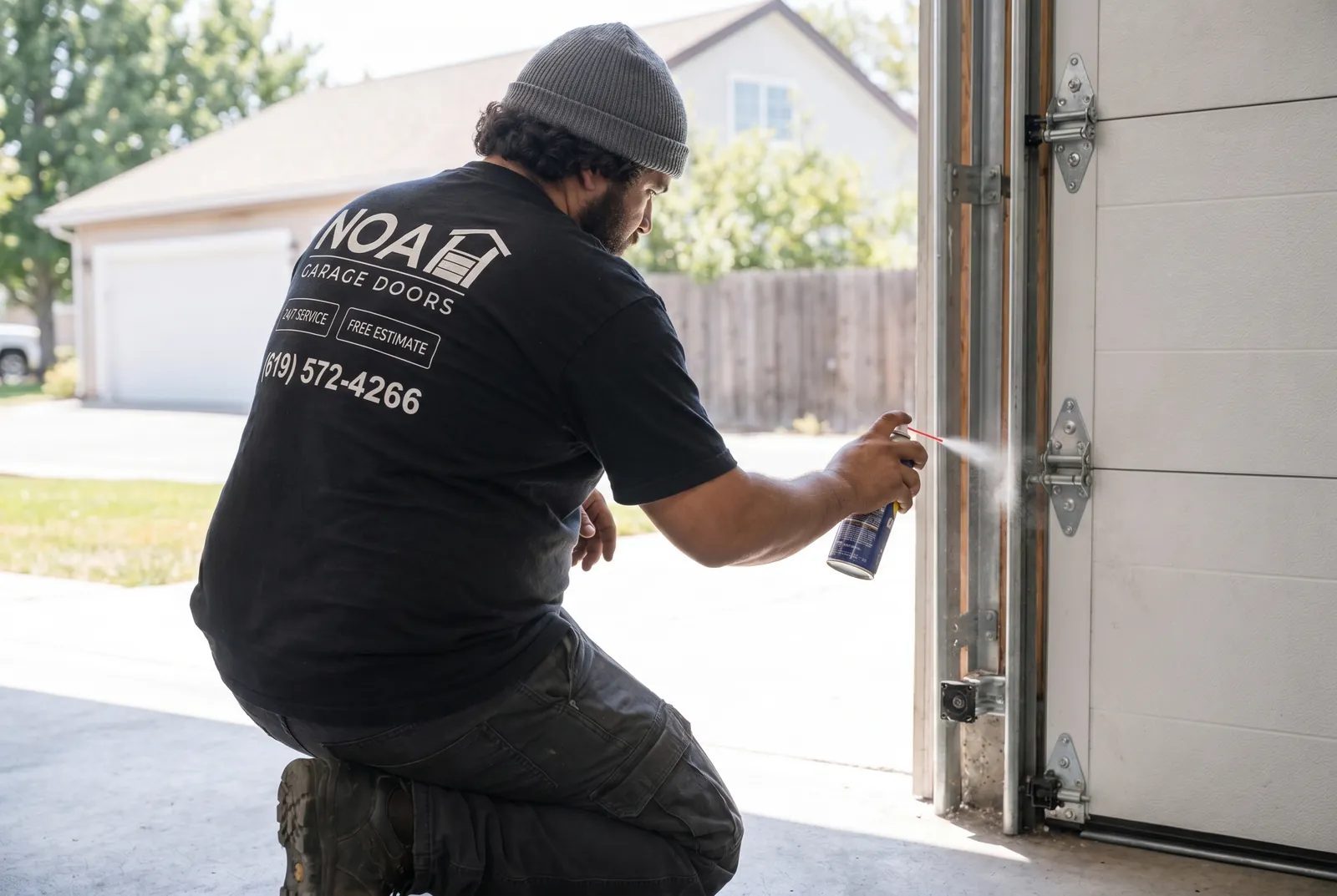 Loud garage door noise diagnosis and repair in San Diego