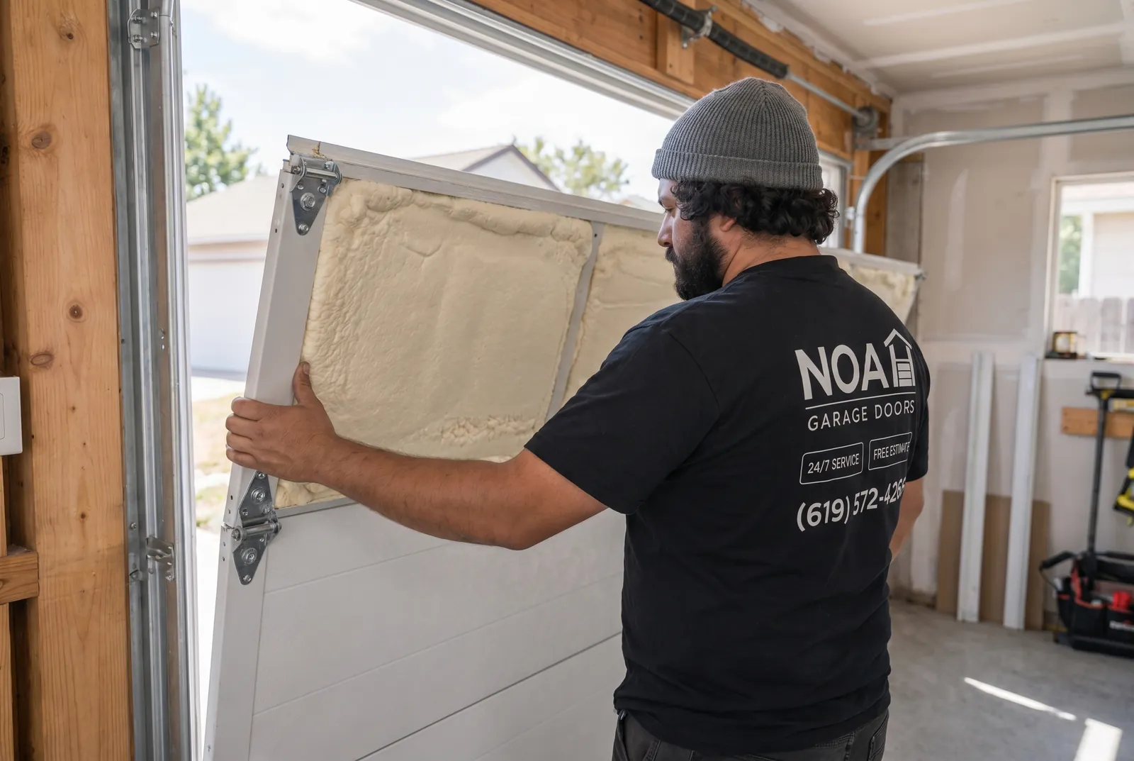 Insulated vs non-insulated garage doors comparison for San Diego homes by Noah Garage Doors