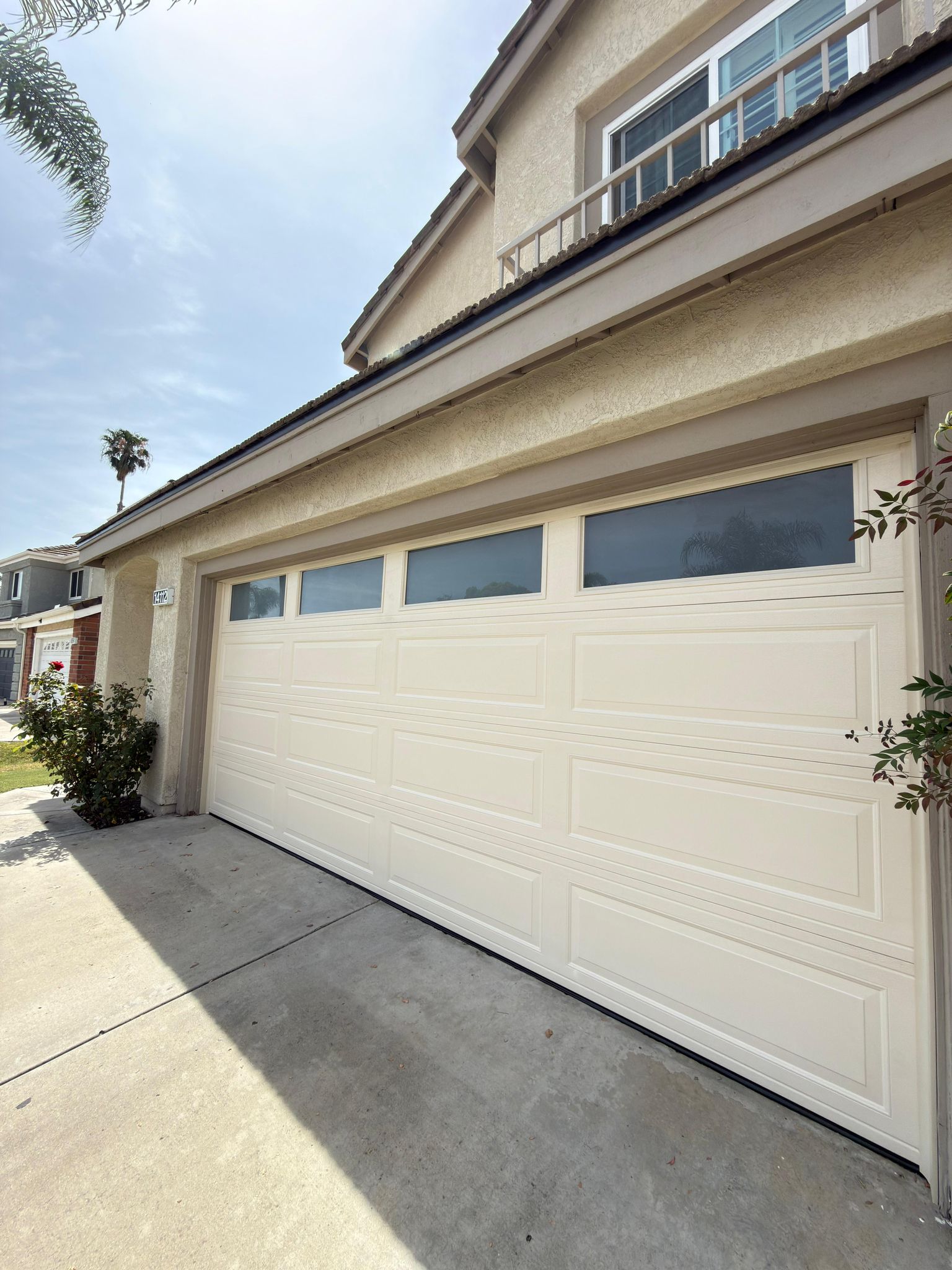 White garage door installed San Diego