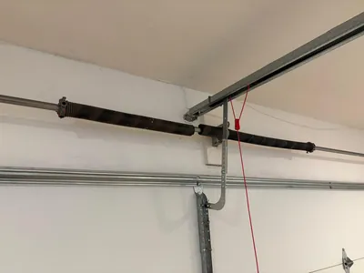 Old worn garage door springs