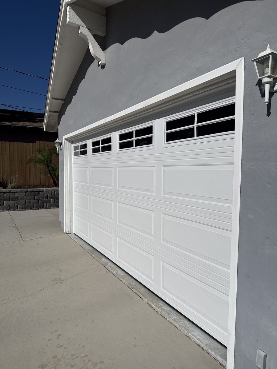 Customer photo of a white garage door from a 5-star Google review in San Diego